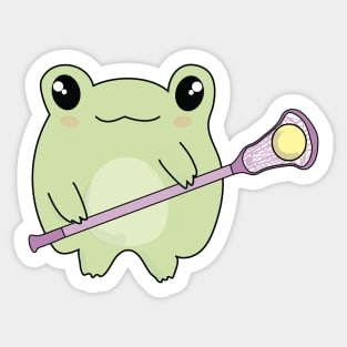 Kawaii Frog Loves Lacrosse Sticker